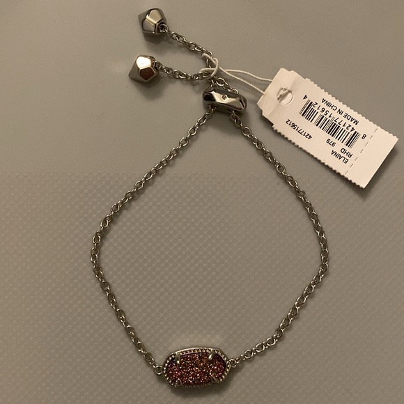 🪩 Kendra Scott Elaina Adjustable Silver Chain Bracelet in Rhodium Multi Drusy - Picture 5 of 5